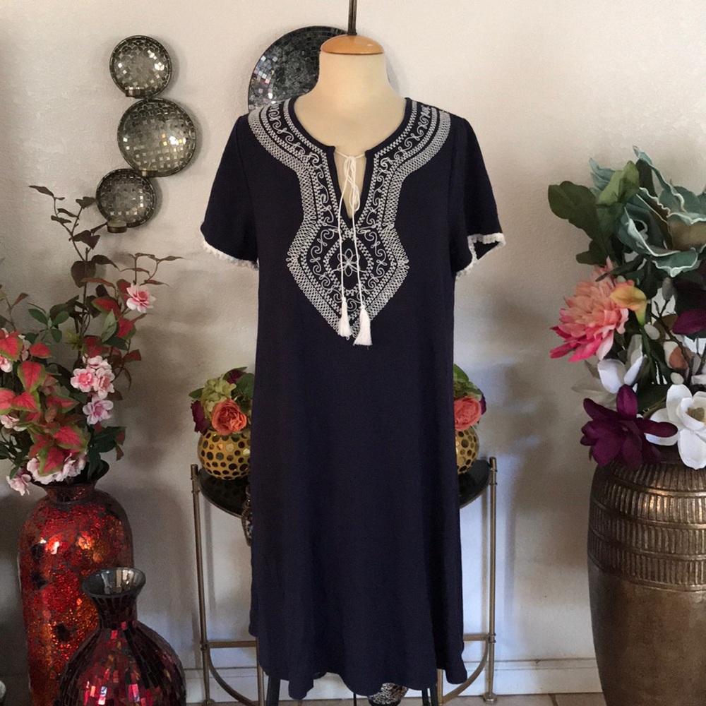 NWT Spense Navvy blue embroidered dress size XL